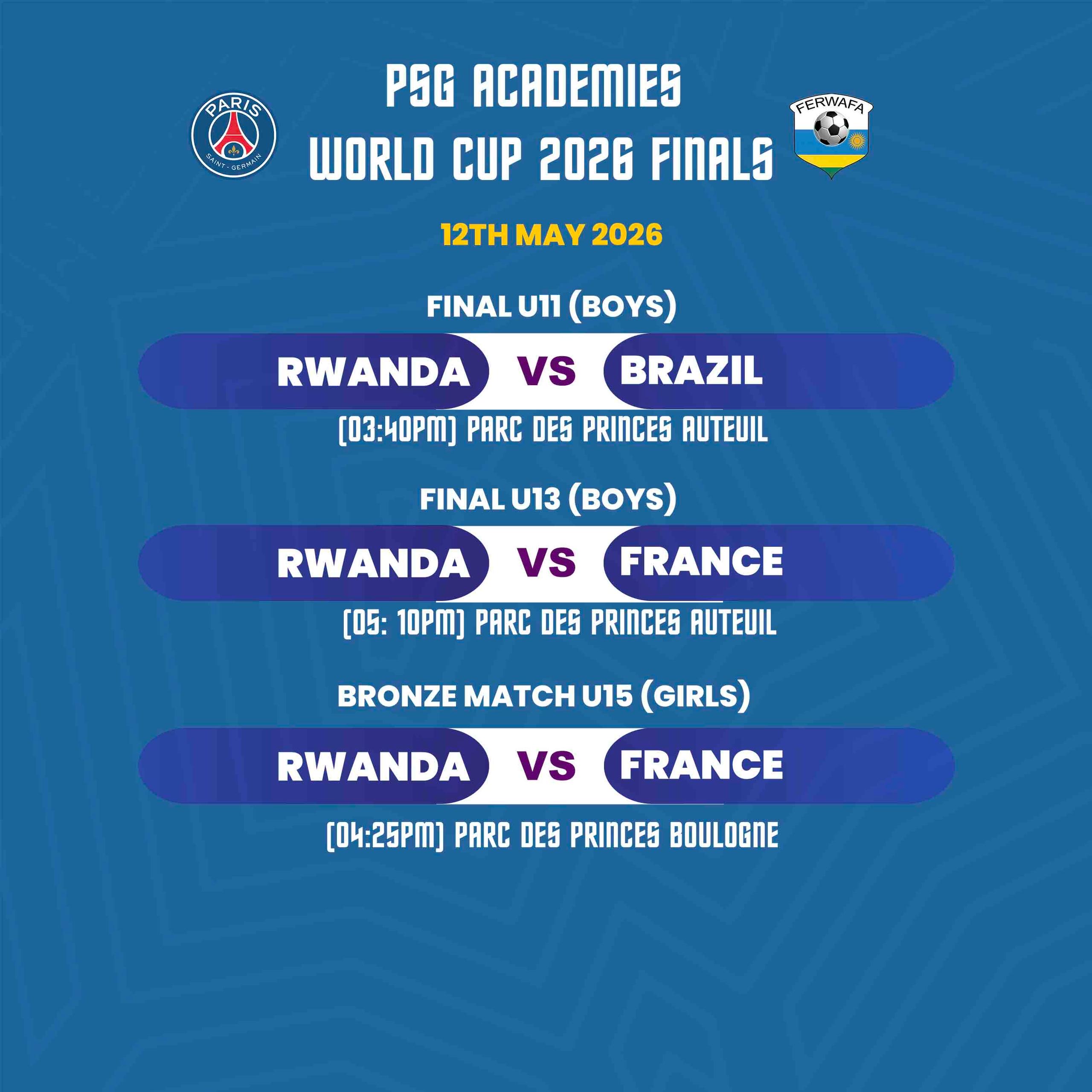 Rwanda’s Young Stars Reach PSG Academies World Cup Finals in Paris