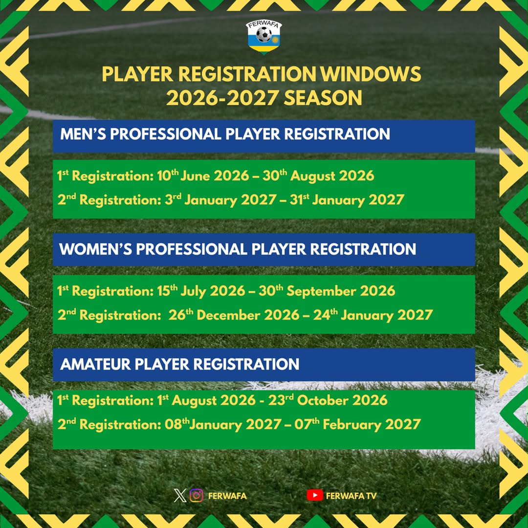 FERWAFA Announces 2026–2027 Player Registration Windows